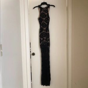 Black lace prom dress